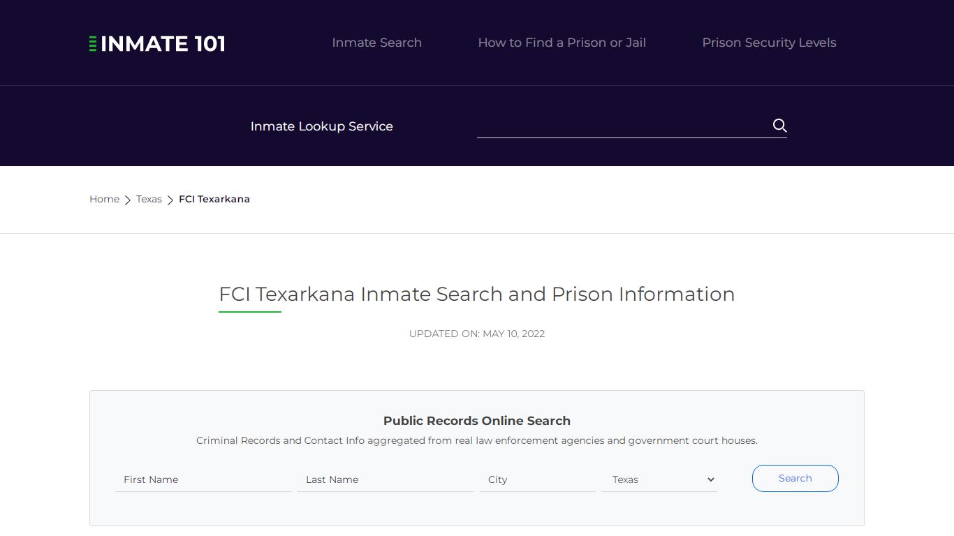 FCI Texarkana Inmate Search | Lookup | Roster