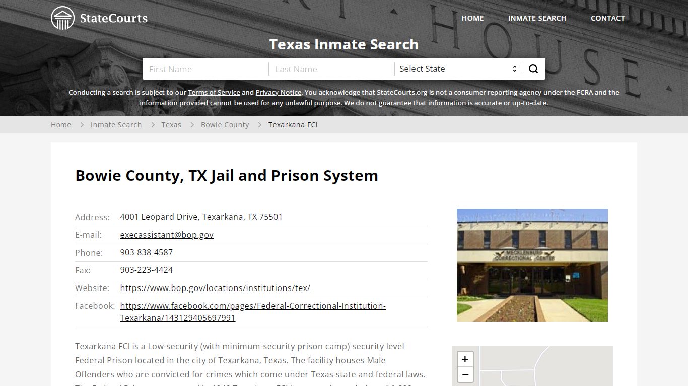 Texarkana FCI Inmate Records Search, Texas - StateCourts