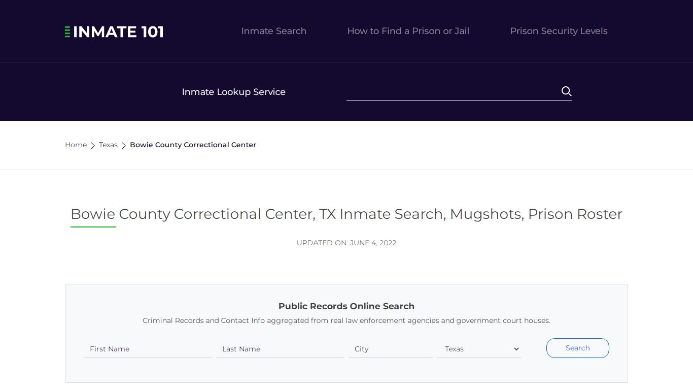 Bowie County Correctional Center, TX Inmate Search ...